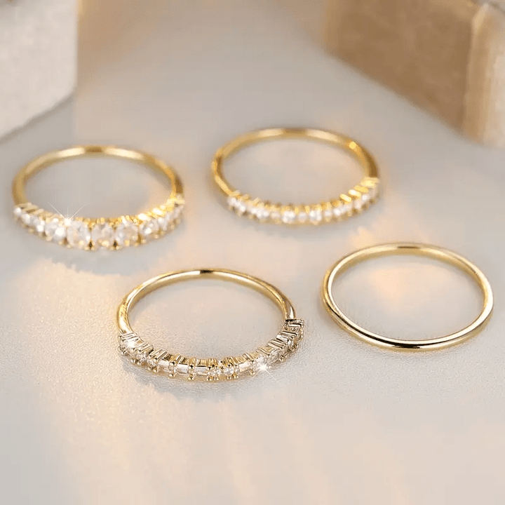 Bagues Empilables en Zirconia Doré 14k