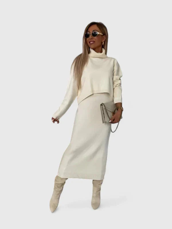 Chrystahl | Ensemble Robe Élégante et Pull Col Roulé