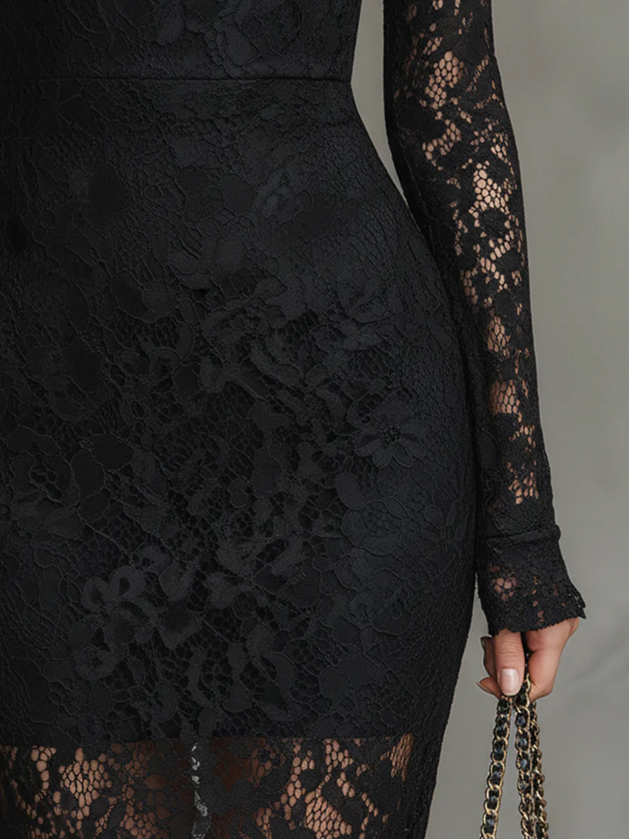 Jeanne | Robe Maxi Élegante en Dentelle à Queue de Poisson