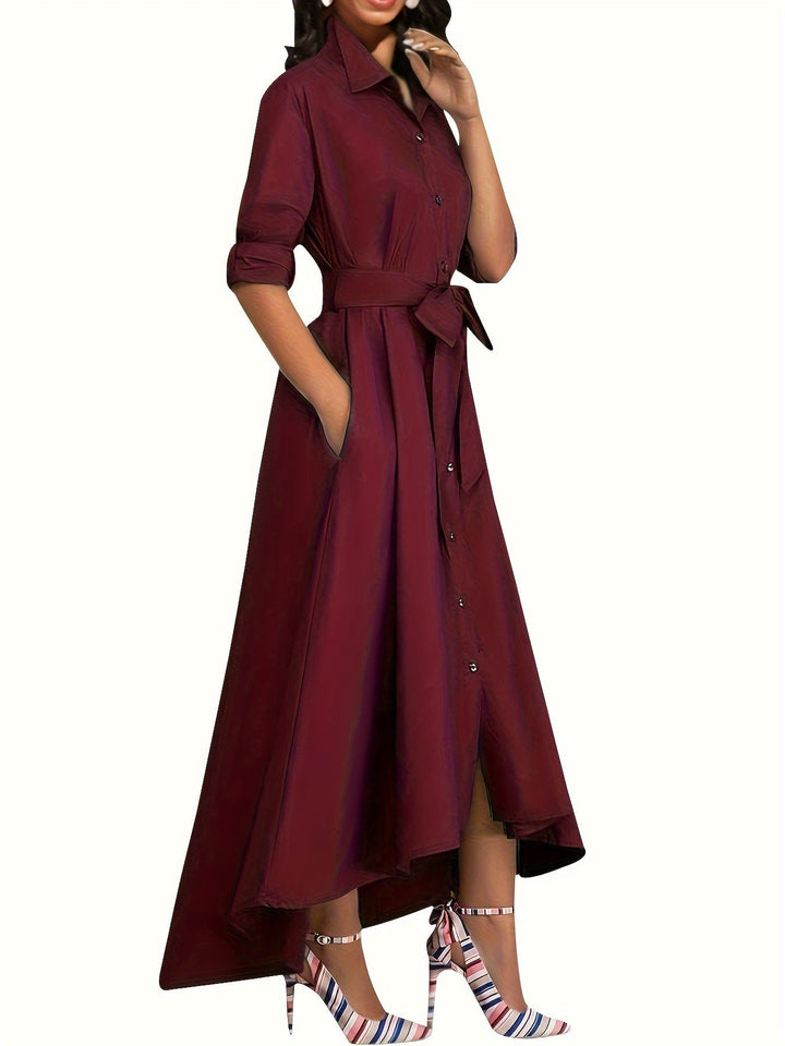 Martine | Robe Maxi Boutonnée Parfaite pour les Fêtes