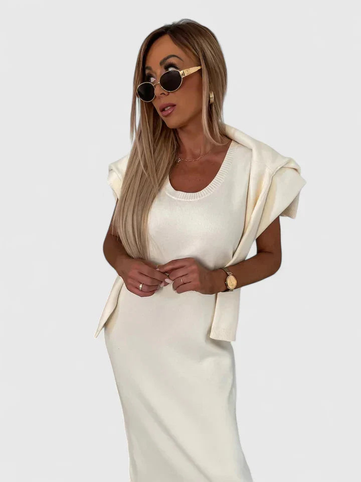 Chrystahl | Ensemble Robe Élégante et Pull Col Roulé